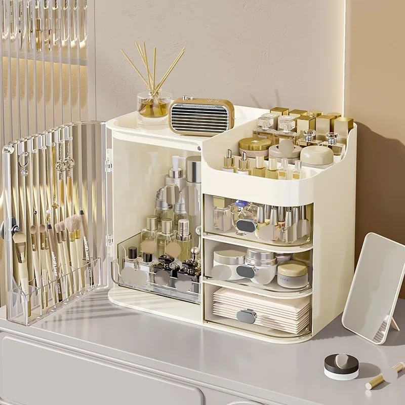 Rangement Maquillage Boîte de Rangement cosmétiques Grande capacité, organisateurs, Commode Bureau, étui Maquillage Anti-poussière(Style B)