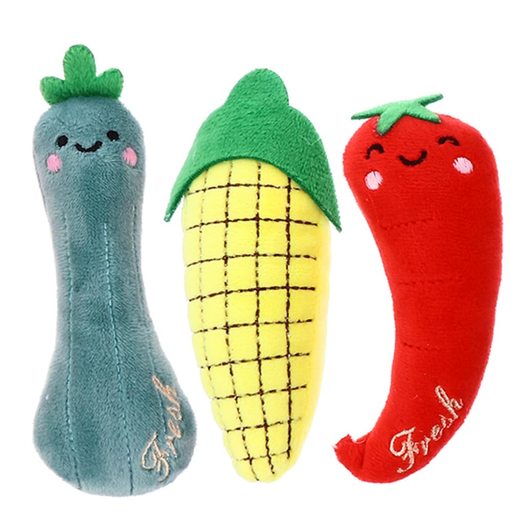 DECHOUS Jouets à Mâcher pour Chat en Peluche Herbe à Chat, Lot de 3 Pièces, Design Mignon et Fonctionnel, pour Chatons D'intérieur