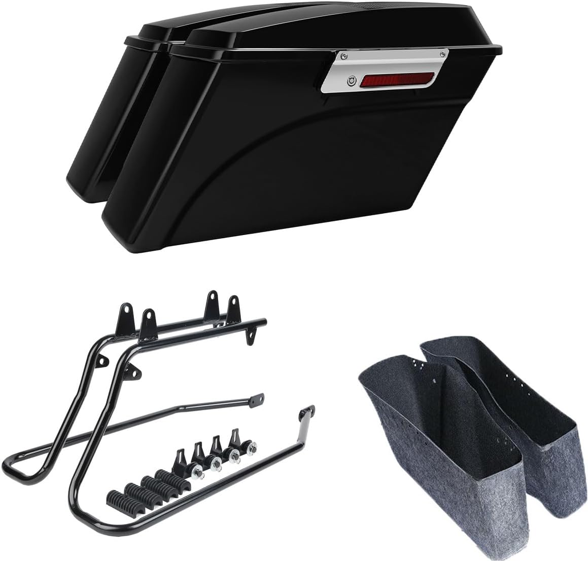 Green-L Hard Saddlebag with 6x9 Speaker Lid + Conversion Bracket Fit for Harley Softail 1984-2017