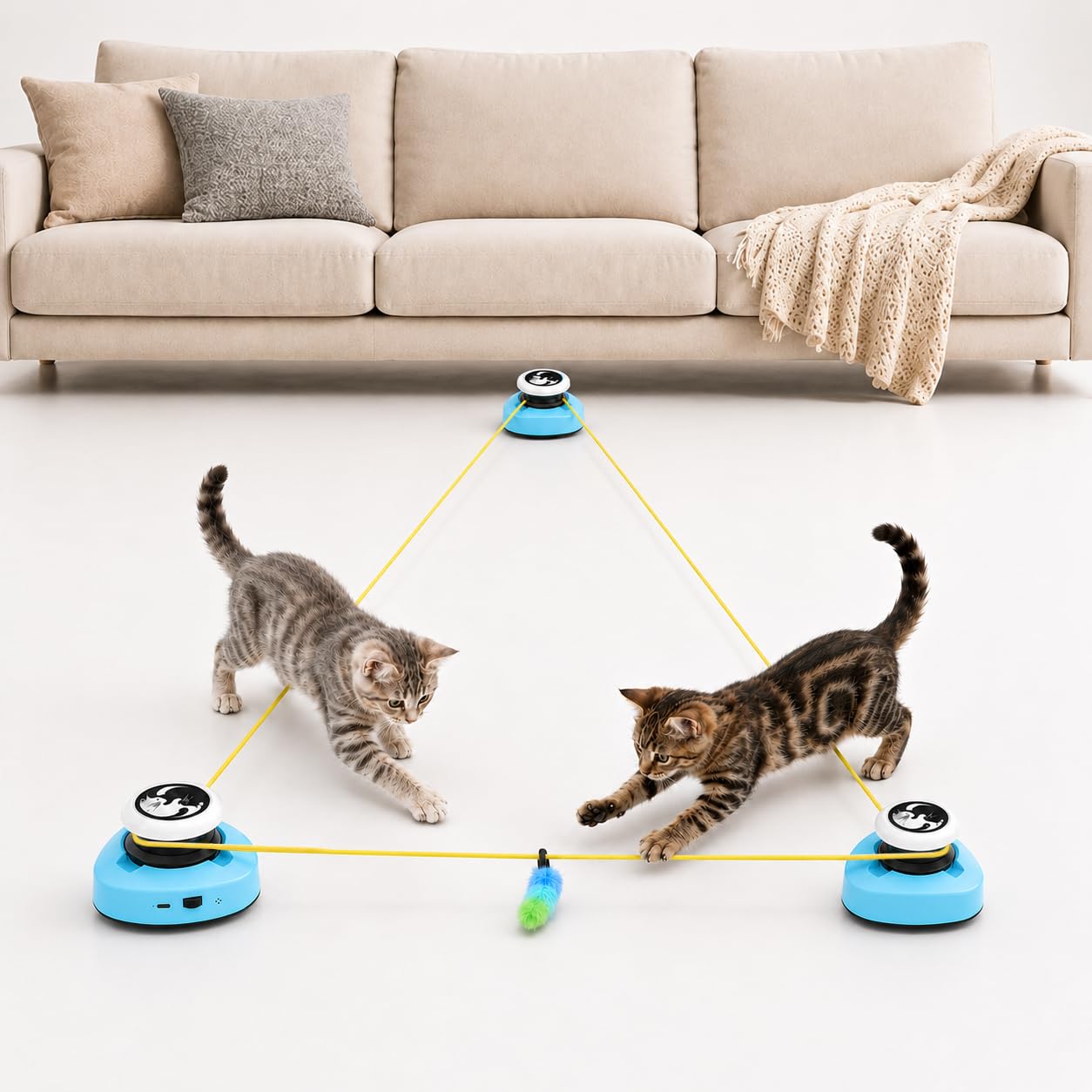 ITSHINY Giocattolo elettrico per gatti, giocattolo interattivo per gatti con percorsi di corsa regolabili, modalità automatica/manuale, ricaricabile, per giochi attivi, salute