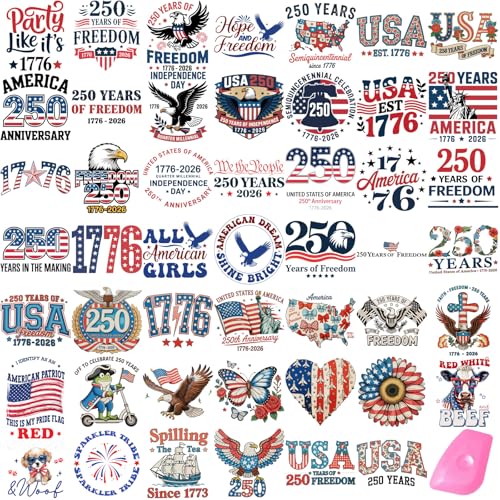 STWOICL 48 Sheets Fourth of July Rub On Transfers with Scraper Easy DIY Waterproof & Fade-Resistant; rub on transfers for Crafts Furniture transfers rub on car Mirror Decals 2.5x2.5in.