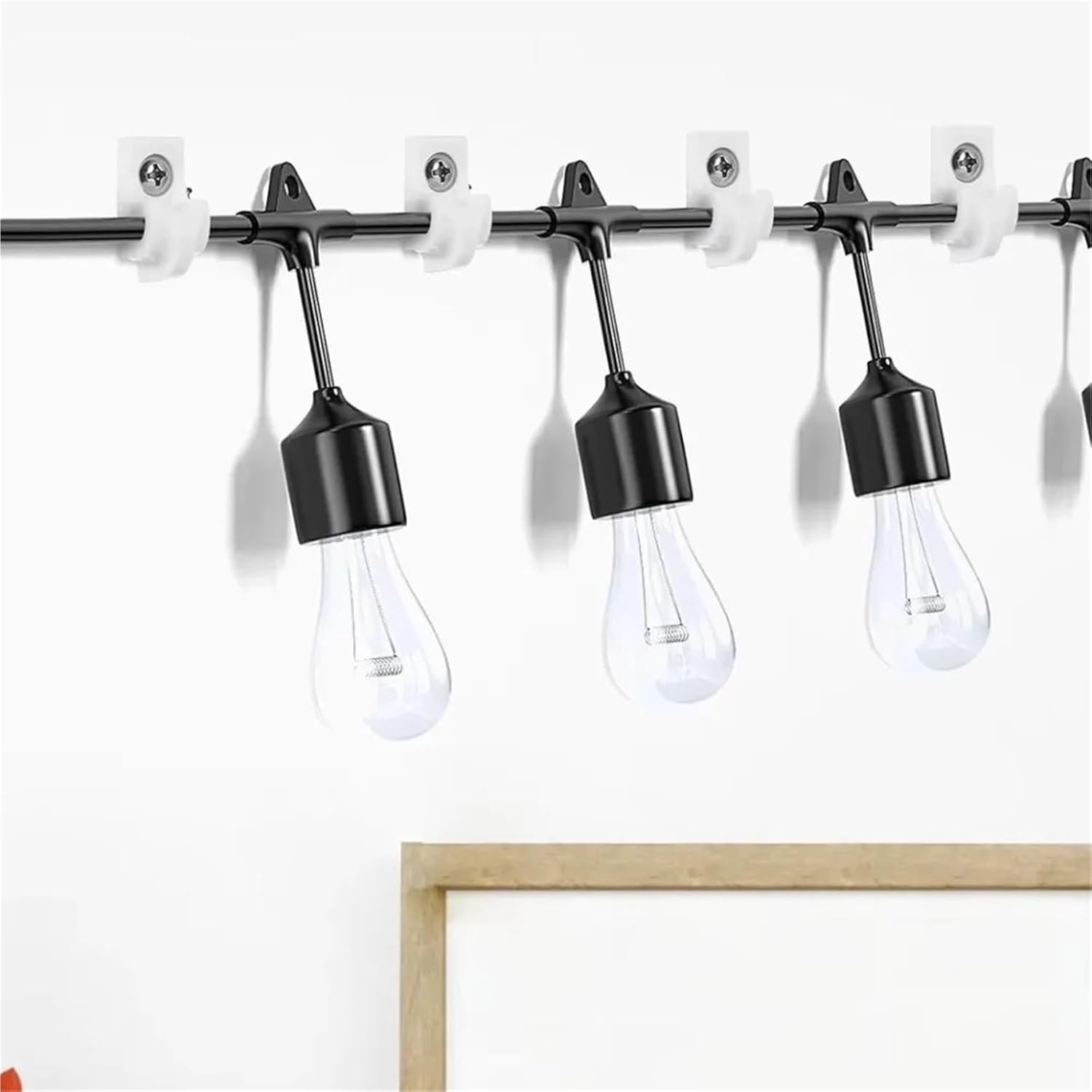 String Light Hooks 30Pcs Plastic String Light Hook Weatherproof Convenient Patio Clips Wire Bundle Holder(White)