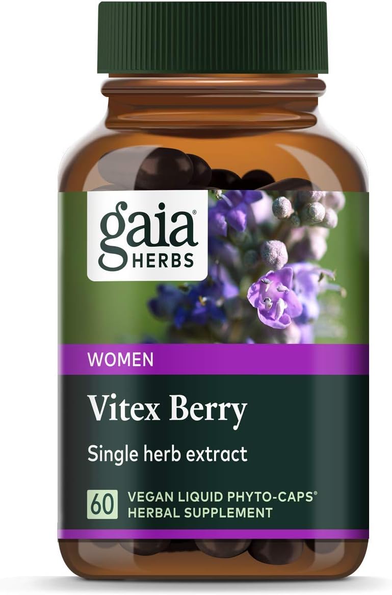 Gaia HerbsVitex Berry, Chasteberry, Hormone Balance for Women, Vegan Liquid Capsules, 60 Count