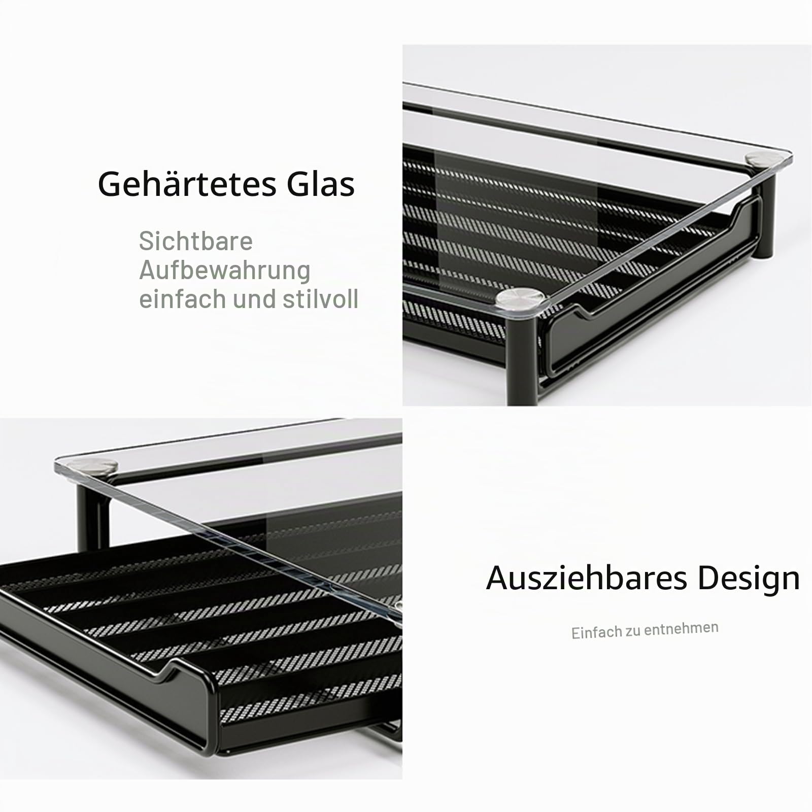 SEVENLINE Kompatibel mit Kaffeepadenhalter Nespresso Pods Kapselhalter Schublade 60 Original Line Pods hält Kristall gehärtetes Glas Lagerung Küche Organizer
