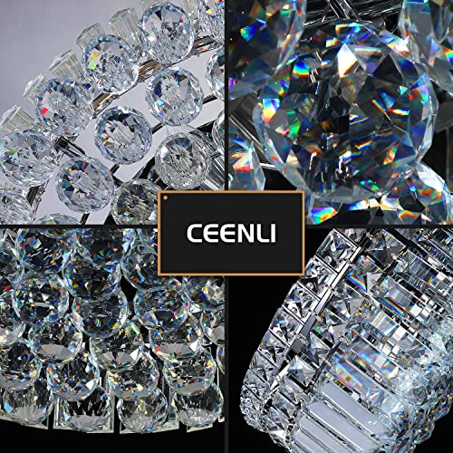 Ceenli 6-Lights Crystal Flush Mount Chandelier Light Fixture With K9 Crystals Modern Ceiling Lights Elegant Pendant Lamp For Bedroom,Hallway,Bar,Living Room,Dining Room,H5.9 Xw20 (Bulbs Not Included) #TOP6