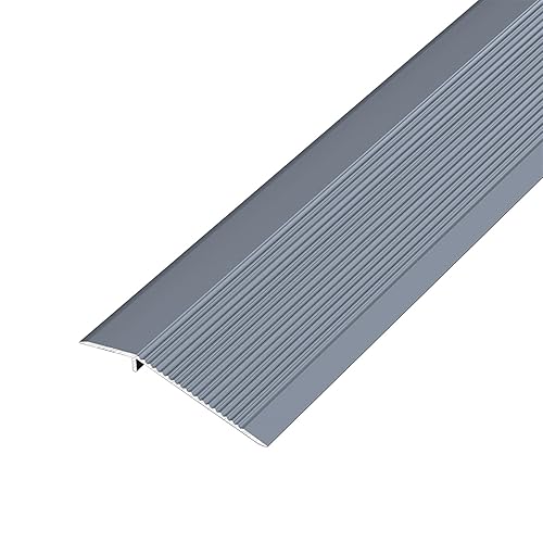 Miniatura 8 de Tira de umbral de transición de piso de aluminio, longitud de 59.055 in, metal resistente, antideslizante, cubierta de puertaalfombrareductor de