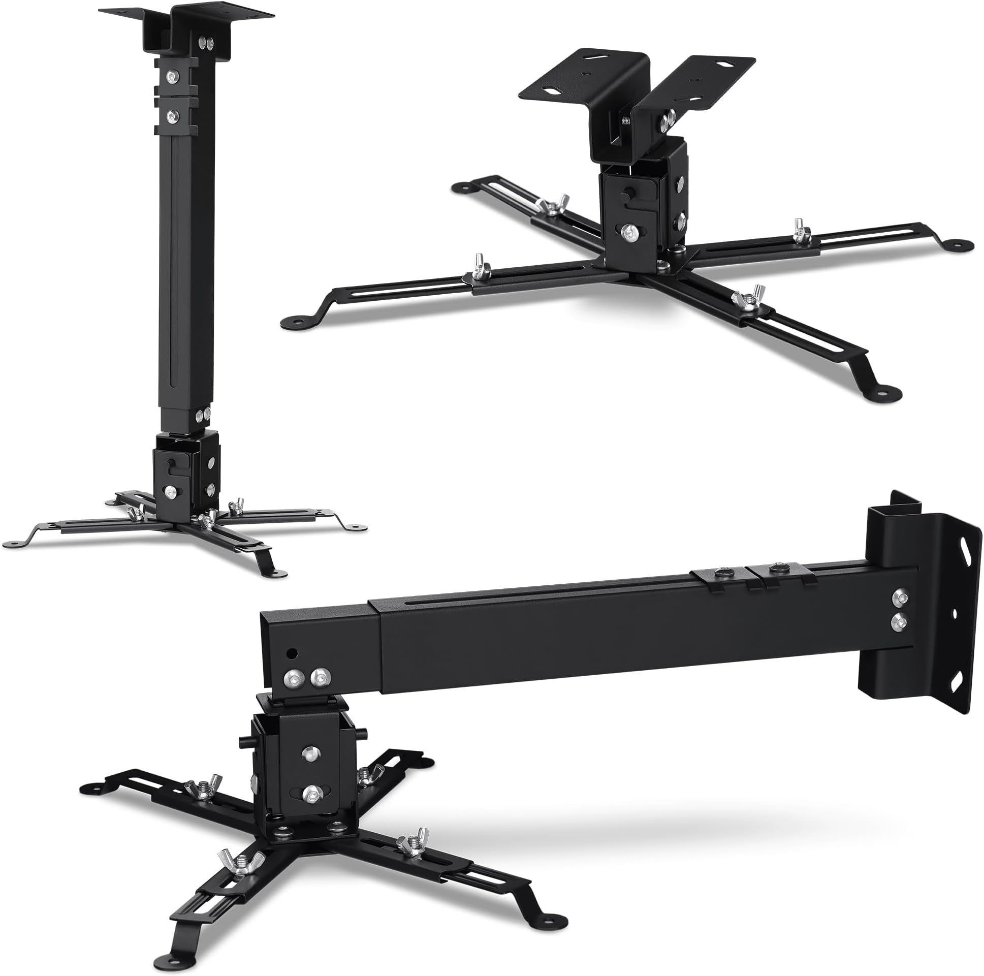 Overmax Ceiling Mount Projector Mount up to 20 kg, Adjustable Length 25 Degree Angle Adjustment, Made of Steel, Wall and Ceiling Mounting, Lightweight and Sturdy Construction (Black)