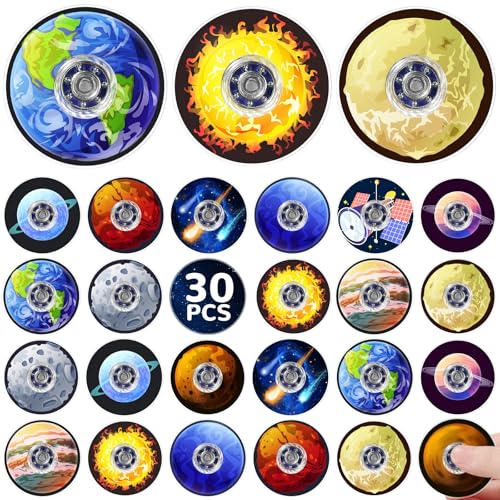 SCIONE Lot de 30 Mini Fidget Spinners Système Solaire pour Enfants, Mini Lots pour Jeux de Passe-Passe, Jouets Sensoriels, Parfaits comme Récompenses de Classe,...