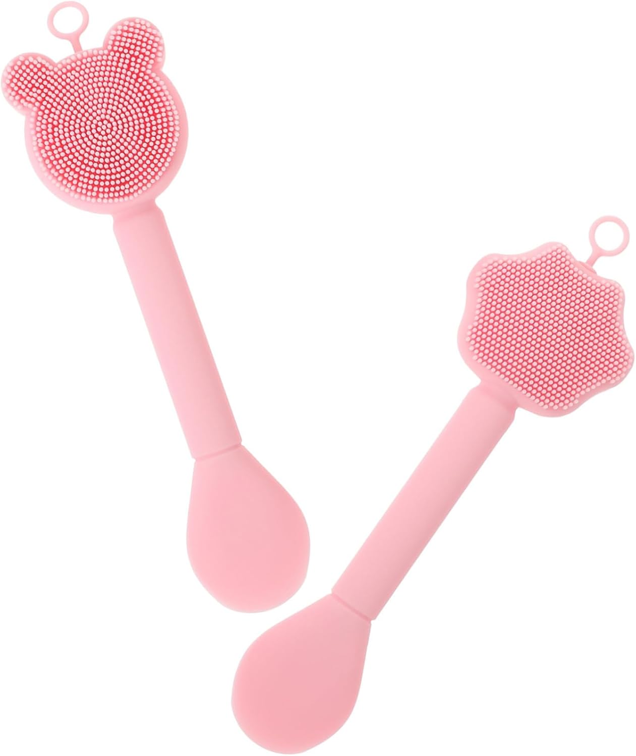 2pcs Double-end Silicone Facial Mask Applicator Cleansing Scrubber Cute and Soft Design for Face Washing and Mask Application