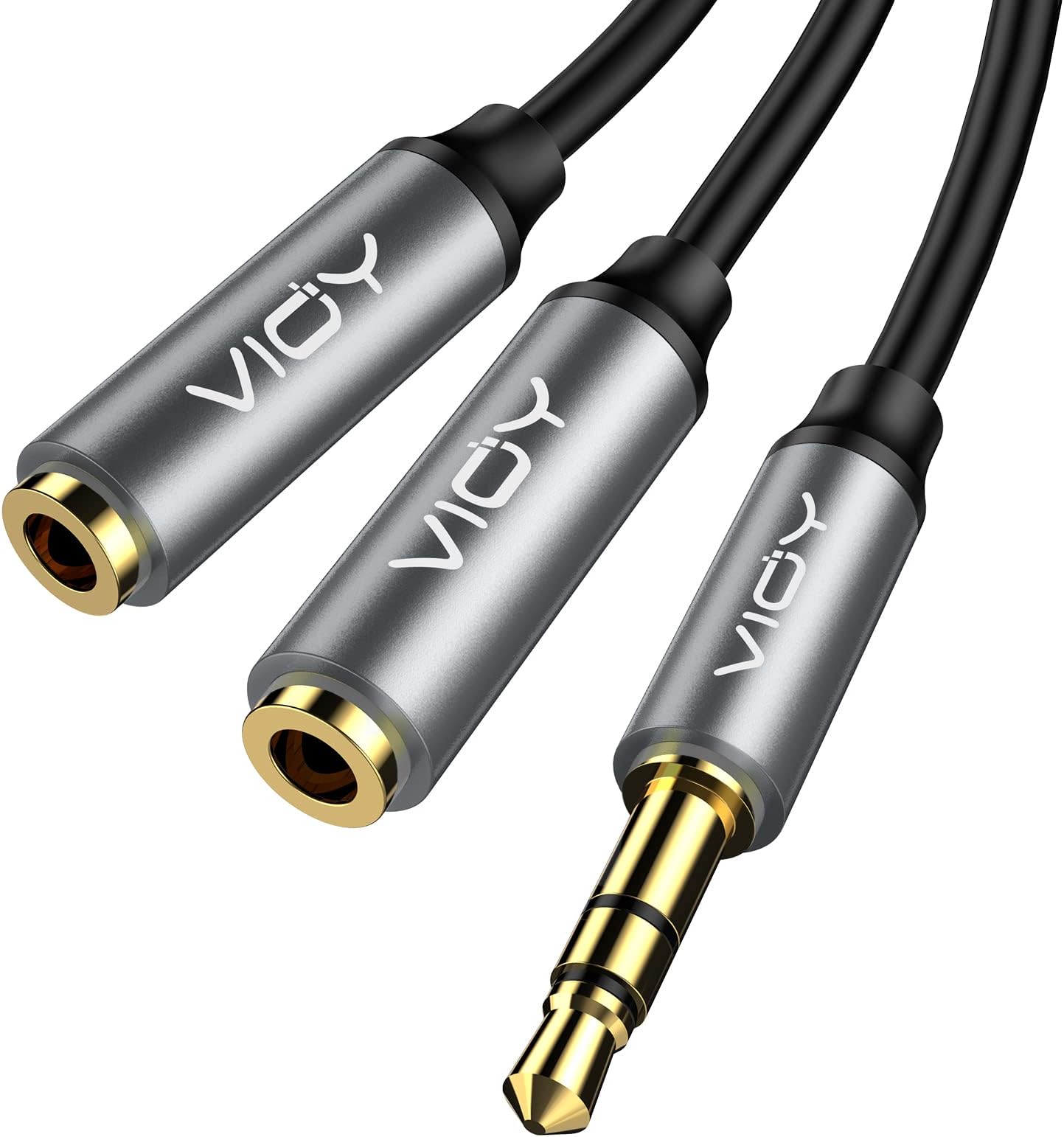 VIOY Headphone Splitter - Double 3.5mm Jack Audio Cable Male to Female Dual Earphone 2-Way Extension for Smartphones