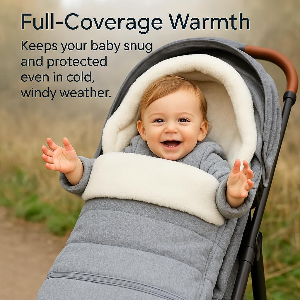 Stroller Footmuff Bunting Bag for Winter – Universal Stroller Cover for Cold Weather, Compatible with UPPAbaby Vista V2 / V3 / Vista/Cruz/Cruz V2 / RumbleSeat/Ridge/Minu – Storage Bag Included