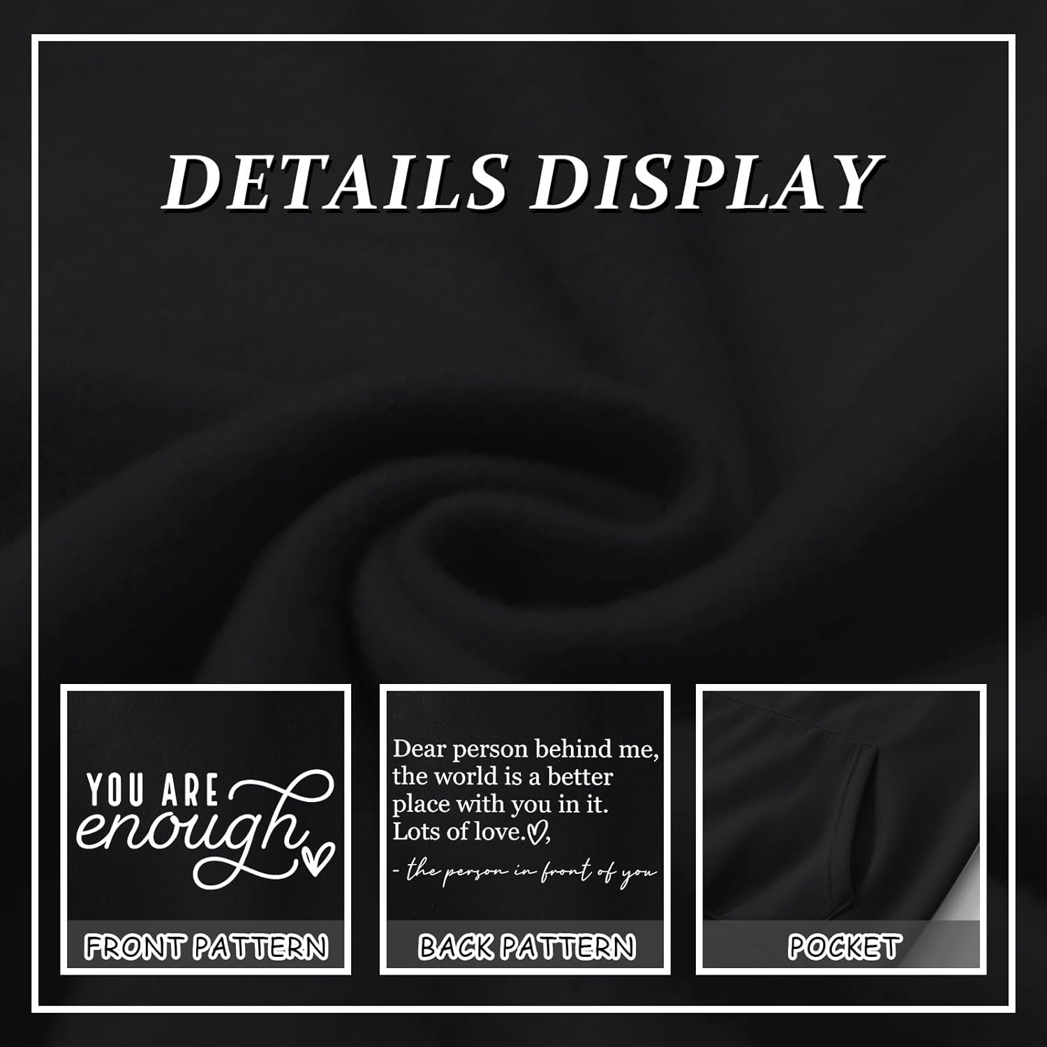 You Are Enough Dear Person Behind Me Hoodie Women Mental Health Inspirational Graphic Sweatshirts Pullover Tops - Image 7