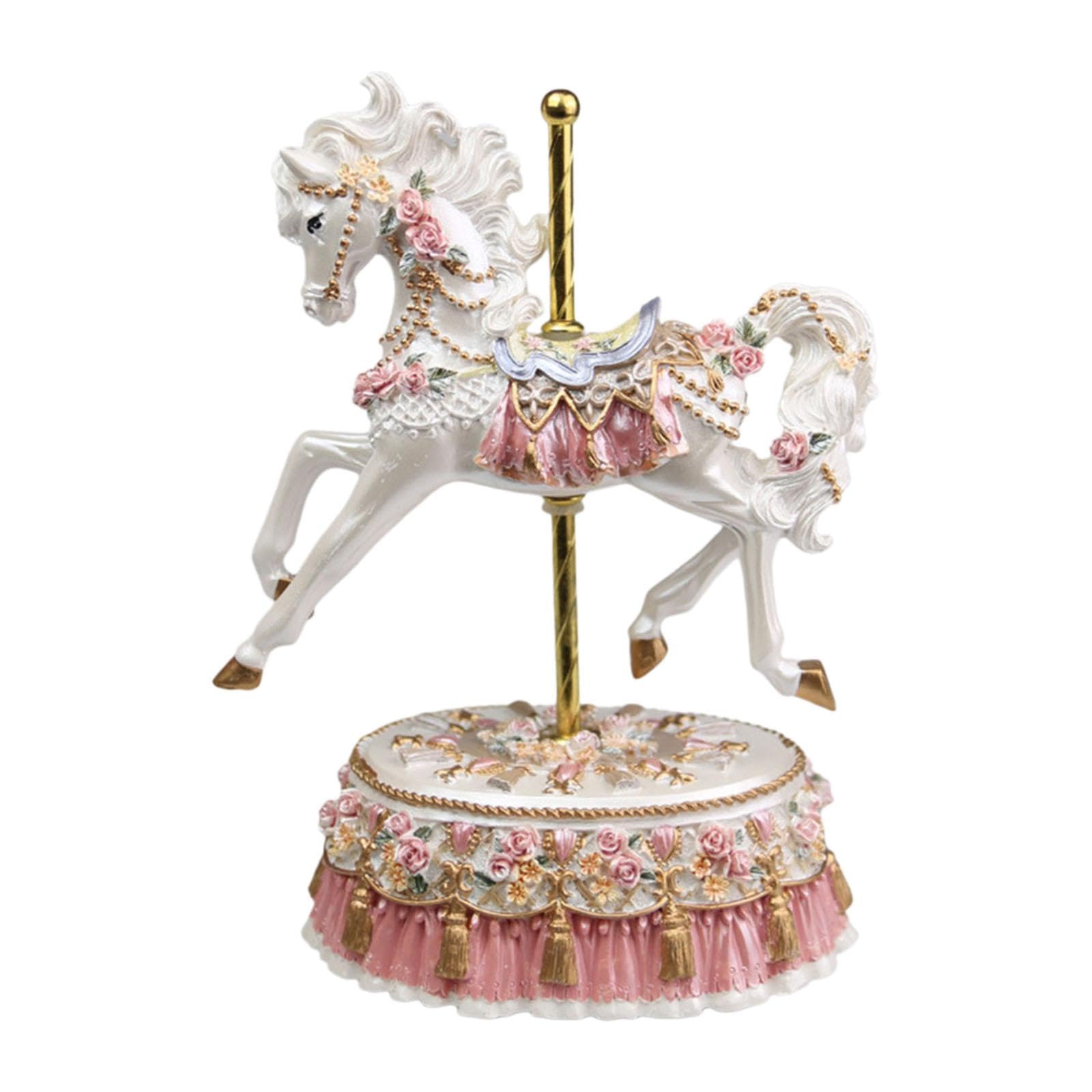 Statua del Cavallo della Giostra, Ornamento Musicale, Regalo per Amici, Collezione di Cavalli Girevoli