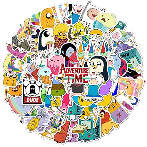 100pcs Adventure Time Pegatinas, Personajes de Cartoon TV Show, Graffiti Vinilo Impermeable para Laptop, Botella de Agua, Skateboard, Niños y Adolescentes