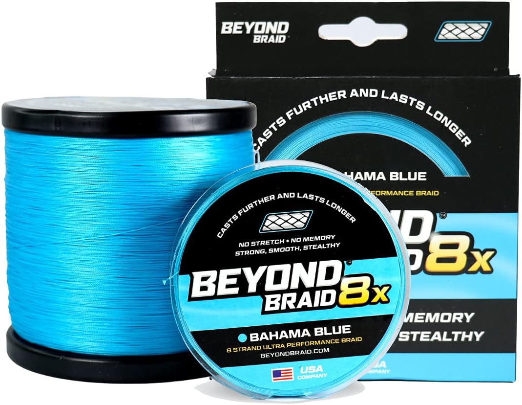 Beyond Braid Braided Fishing Line - Abrasion Resistant - No Stretch - Super Strong -Blue Camo, Moss Camo, White, Green, Pink, Blue, 4 Strand 8 Strand : Sports & Outdoors