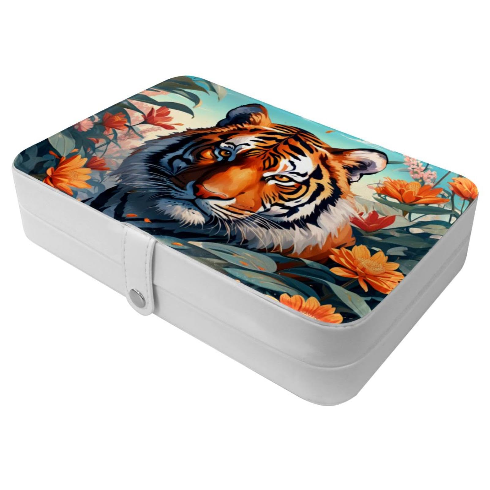 Étui de voyage pour bijoux motif fleur et tigre parfait pour vos déplacements