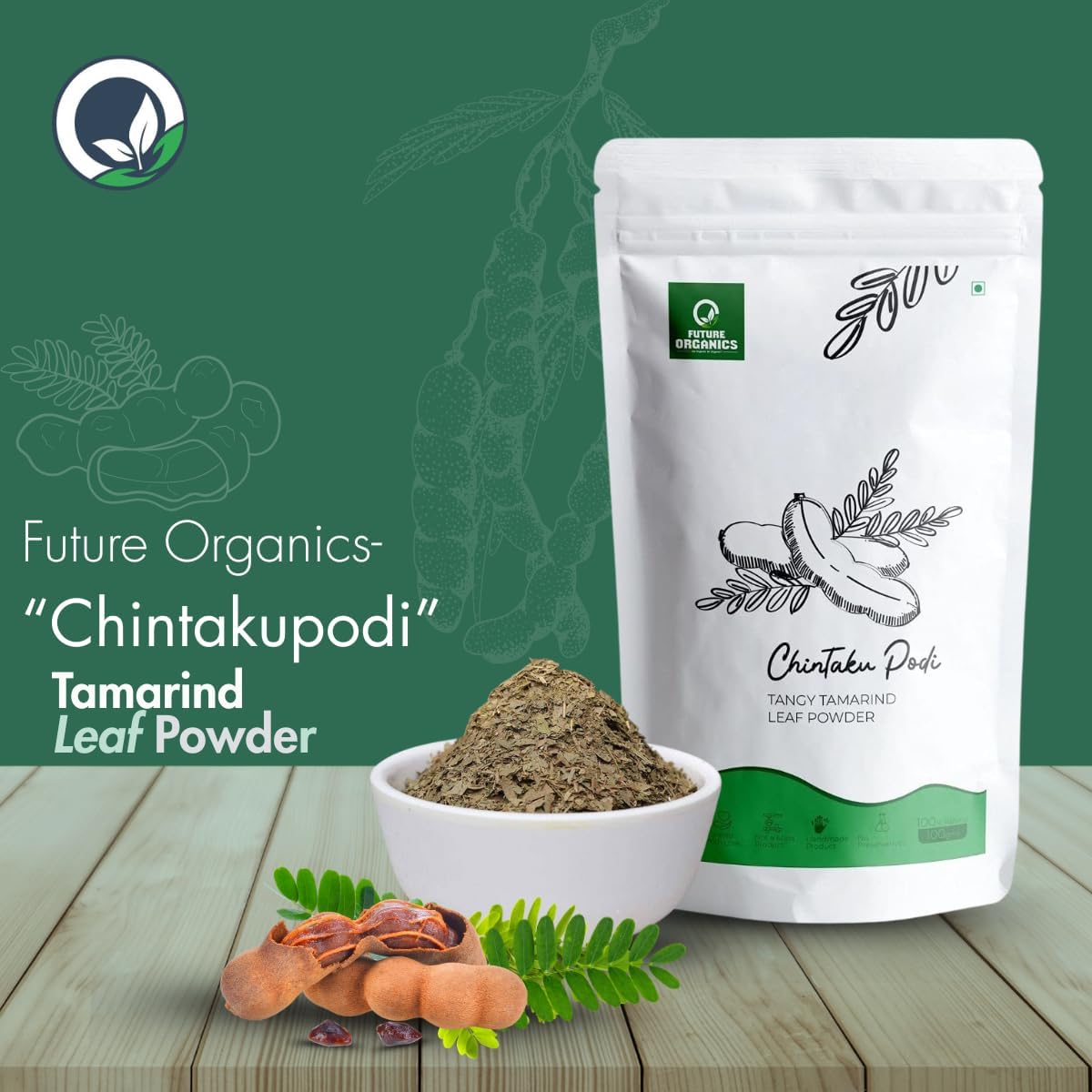 Future Organics Chintaku Podi -100 gm | Tangy Tamarind Leaf Powder