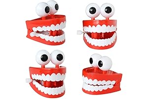 TOYANDONA 4-Piece Wind-up Chatter Teeth: Chattering, Walking, Wiggling Halloween Fun