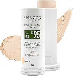 L'AMAZONIE - Bastão Multifuncional Com Cor FPS 95 FPUVA 40 - Filtro Solar & Base - Proteção, Tratamento & Beleza - Vitamina C, Vitamina E & Ácido Hialurônico - Aplicação Prática - COR 10