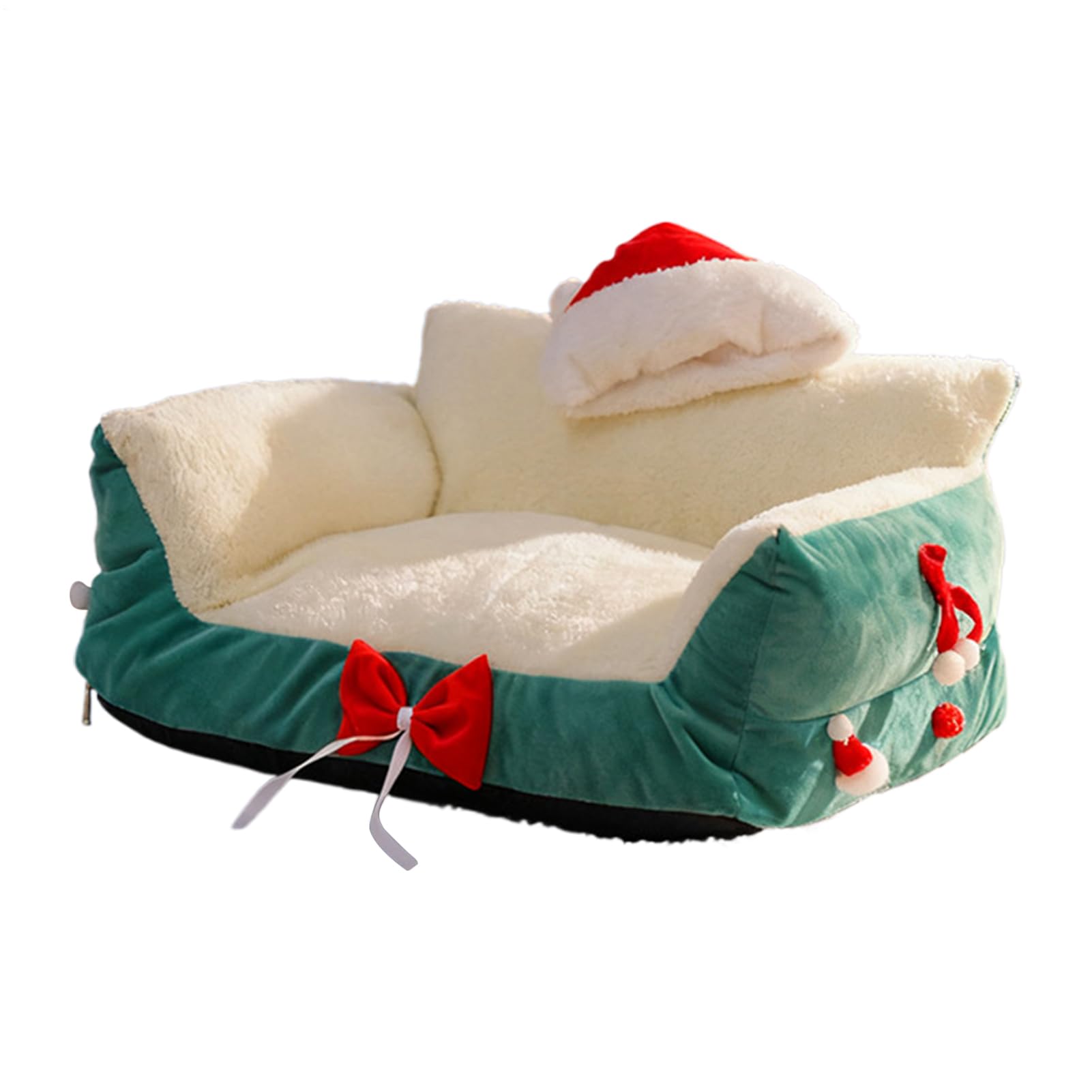 Cat Sofa Bed Christmas Lounge with Santa Hat