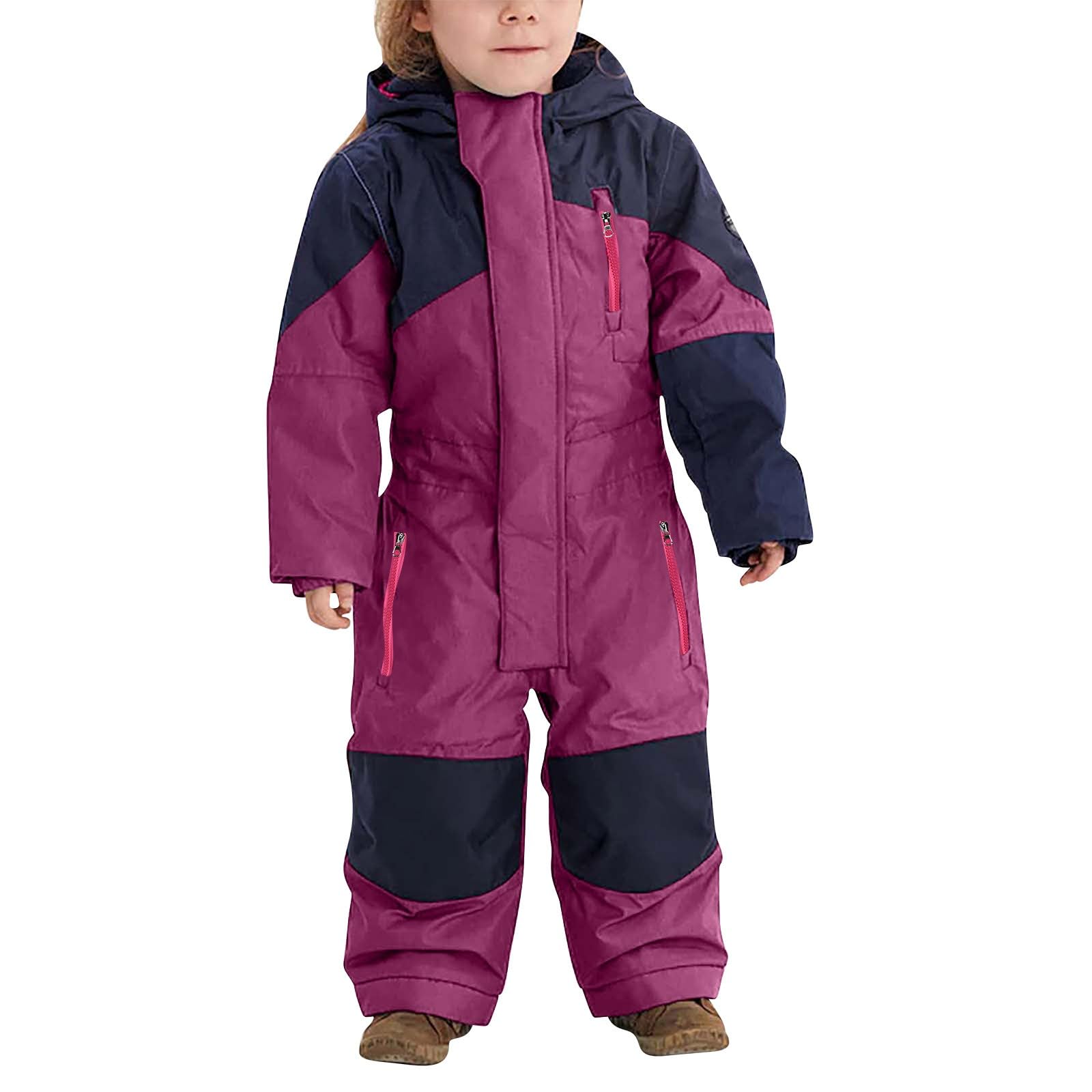 Trajes de esquí para niños clásico traje de nieve de una pieza con bolsillos para niños unisex grueso mono de nieve resistente al viento impermeable mono de esquí para niños pequeños mono cálido al
