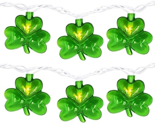 Guirnalda de luces de trébol decoraciones del día de San Patricio con 10 luces LED de trébol verde de 85 pies impermeable para fiestas bares hogar