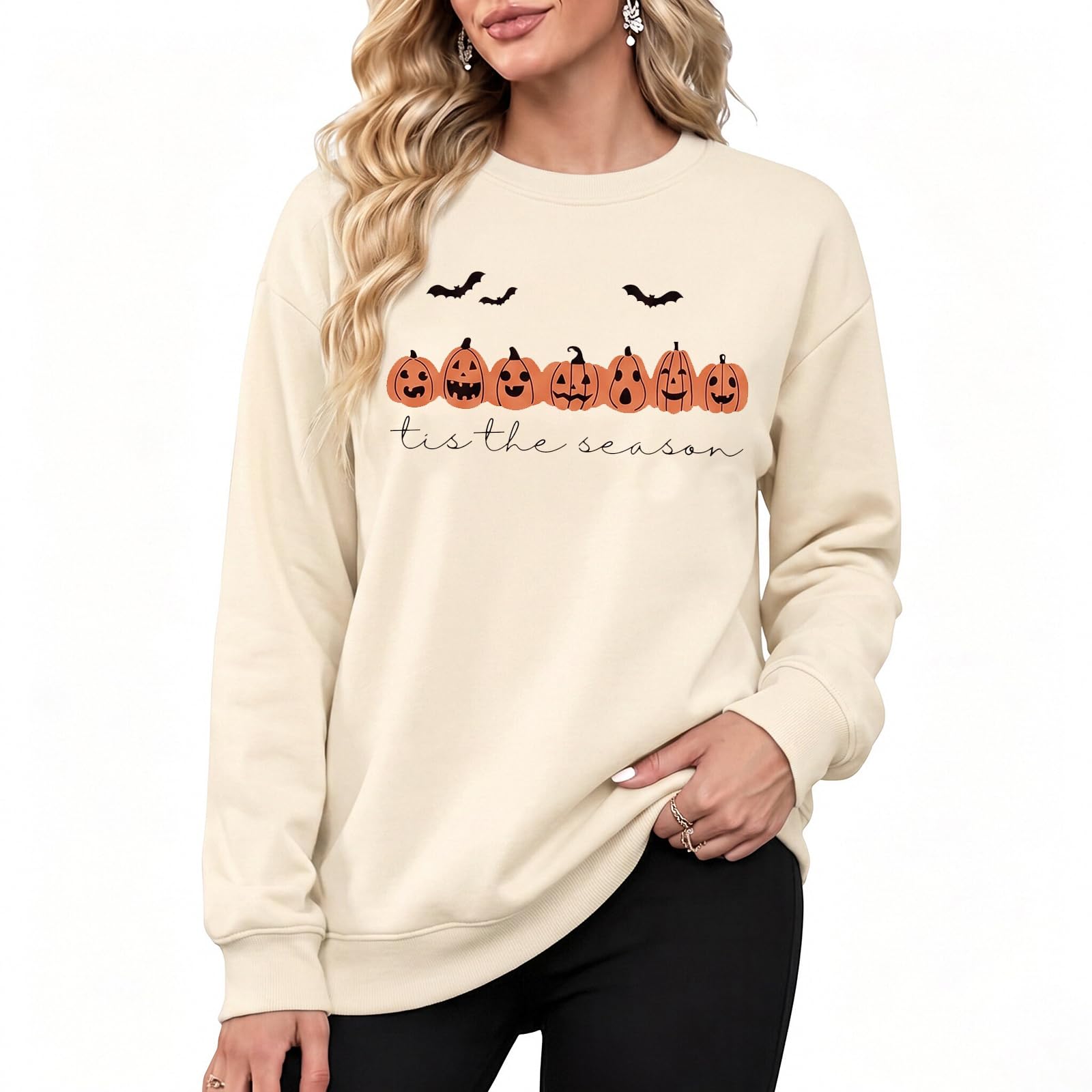 Halloween Sweatshirts for Women Halloween Pumpkin Face Casual Pullover Tops | Halloween Sweatshirts for Women Halloween Pumpkin Face Graphic Long Sleeve Sweatshirts Casual Pullover Tops
