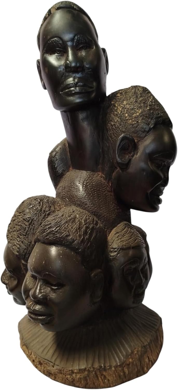Hand-Carved Wooden Family Sculpture, African Art, Dark Wood, Traditional Style, Home Decor, Cultural Heritage, Artisan Crafted, Kenya