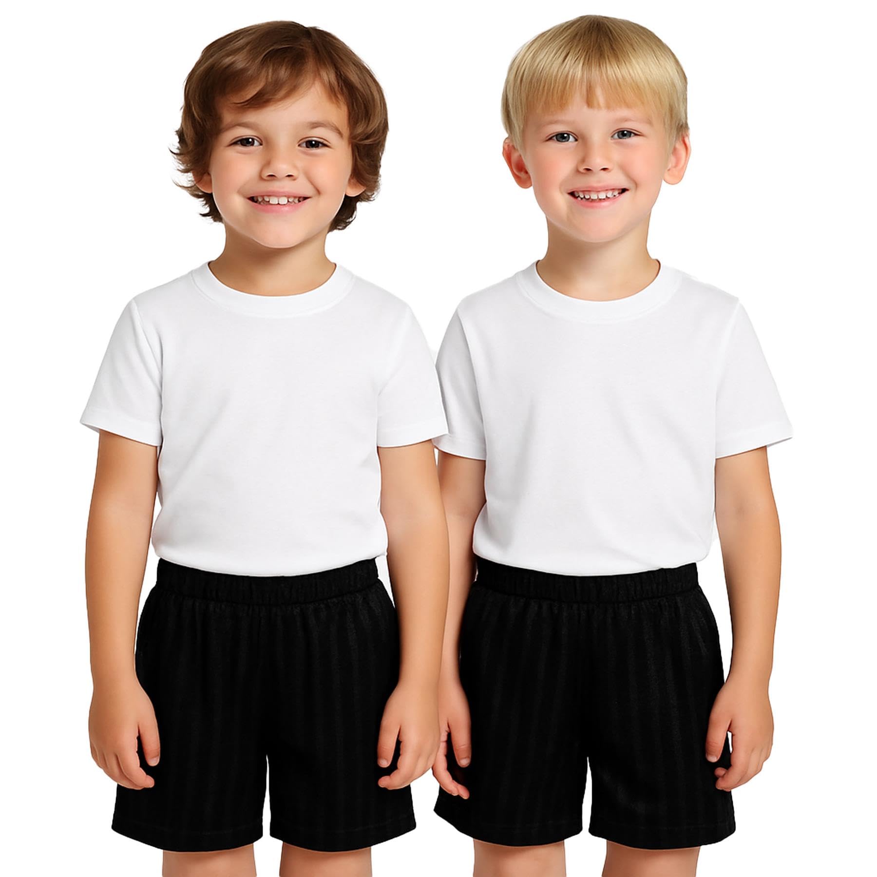 A2Z 4 Kids Shadow Stripe PE Shorts Pack of 2 Football Gym Sportswear Black