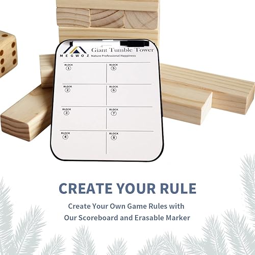 Vista 6 de Juegos familiares de torre gigante para niños y adultos, 60 bloques de madera de pino de Nueva Zelanda que se apilan hasta 5 pies para interiores
