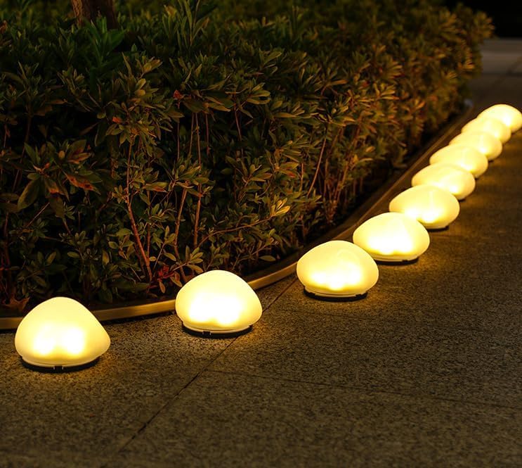 EFYUE Solar Garden Lights Outdoor Waterproof，2Pcs Waterproof Lamps with IP44 Rating, Resembling Pebbles.Suitable for Patios, Balconies, Gardens, and Terraces.