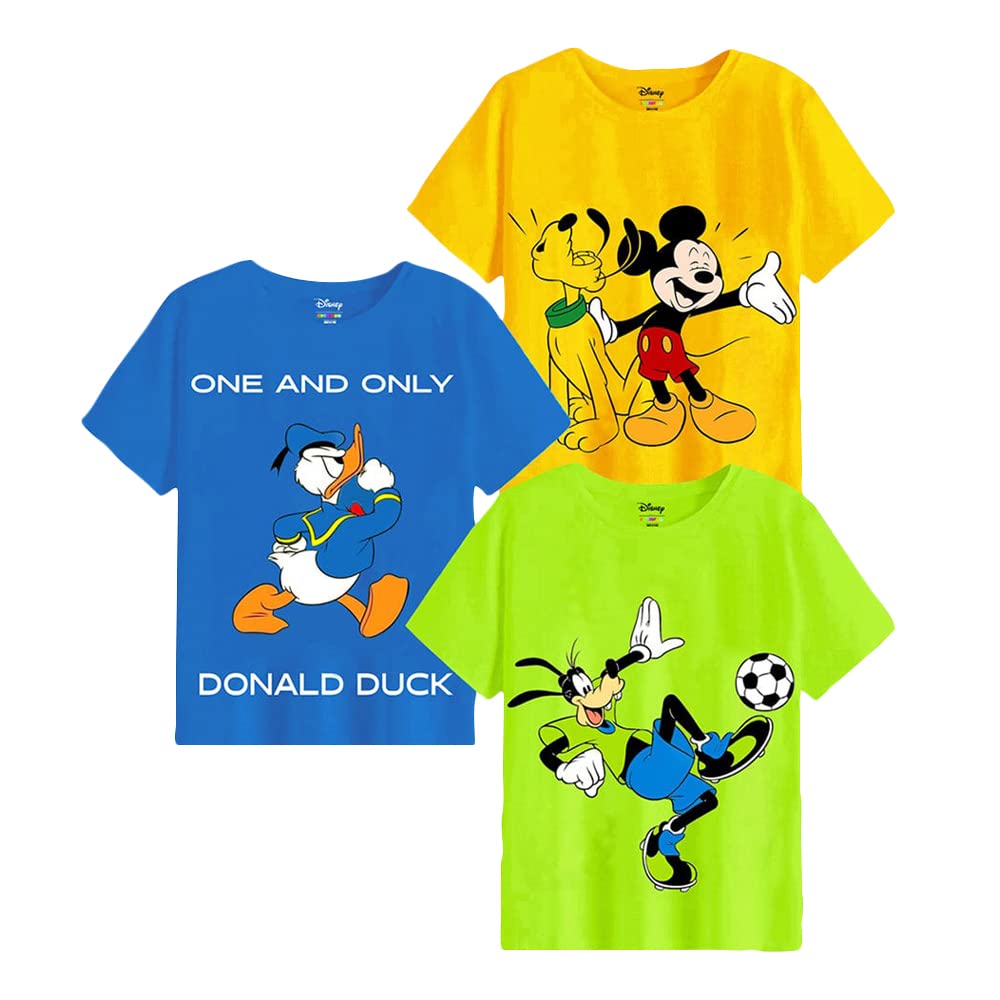 HopscotchBoys Cotton Graphic Print T-Shirt -Pack of 3 in Multi Color