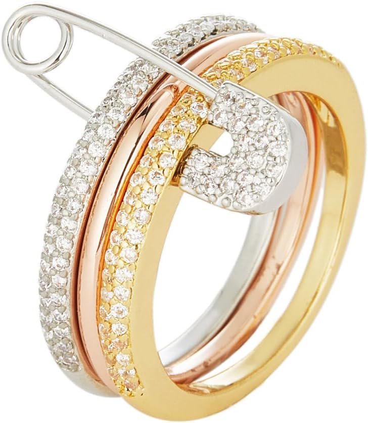 Silver Stackable Rings for Women Non Tarnish Ring Set Dainty 14k Gold Plated Cz Cubic Zirconia Wedding Thumb Ring Set Stacking Pack Statement Chunky Band Rings Unique Jewelry Gift