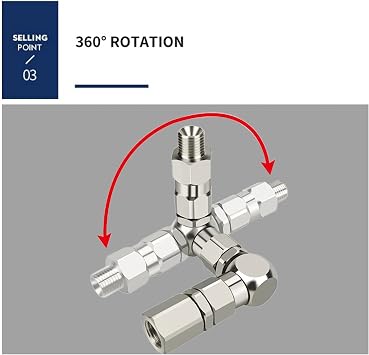 1/4 Z-Type Rotary Joint Paint Sprayer Pump Accessory - Z-Swivel 6500PSI Stainless Steel 360 Universal Rotation Connector