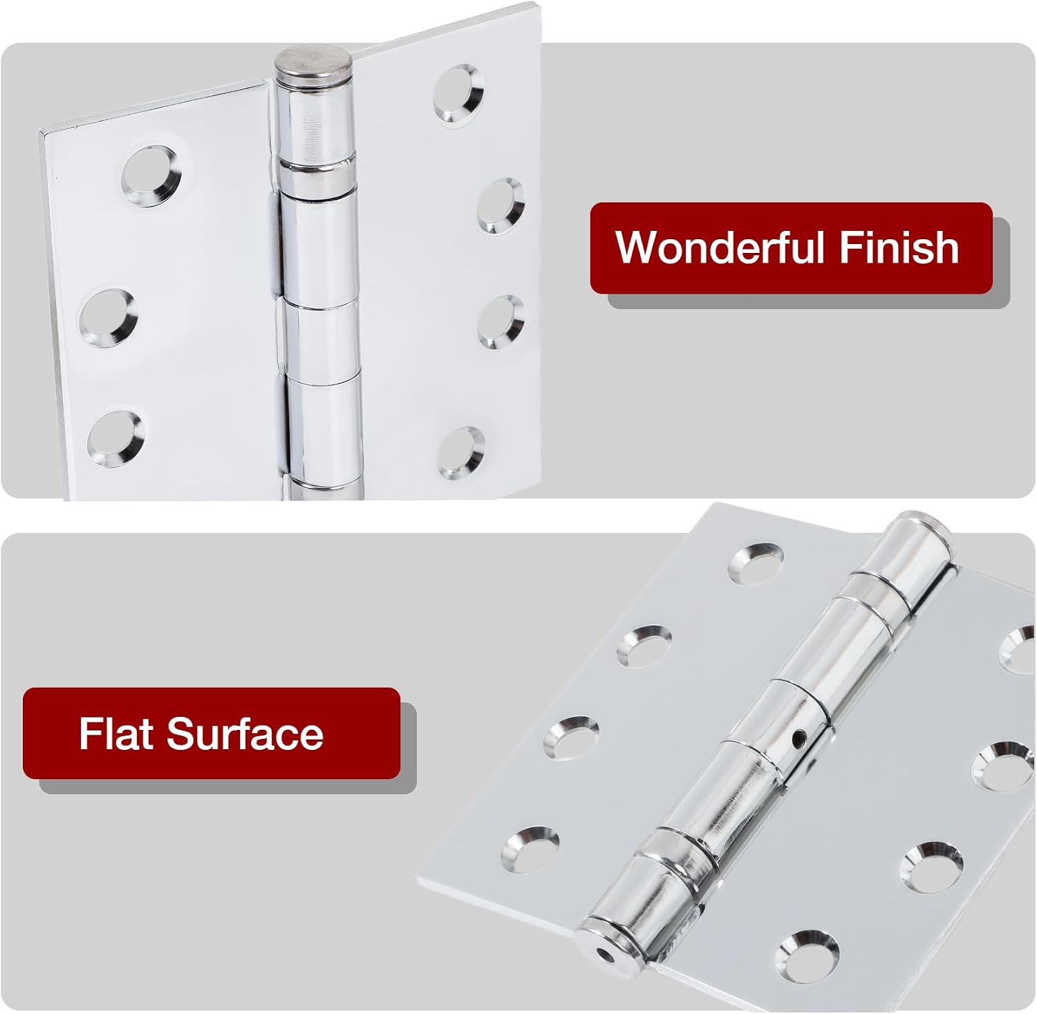 TDCHINGES Heavy Duty Door Hinges 4.5 Inch x 4 1/2" Polished Chrome Square image 4