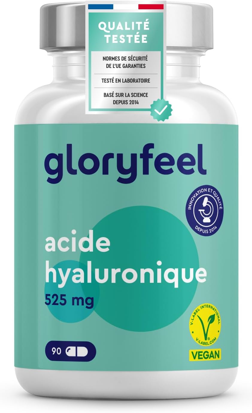 Hyaluronic Acid Capsules for Skin, Hair & Joints, Anti-Aging and Anti Wrinkles, 525mg per Dose, Deep Moisturizes, For 3 Months, Food Supplement, No Additives, 100% Vegan