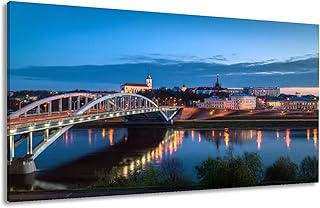 Canvas Wall Art Prints Cityscape Grodno Belarus Large Framed Wall Art Painting Artwork Poster Hanging Home Decor for Living Room Office Bathroom 20"x40"