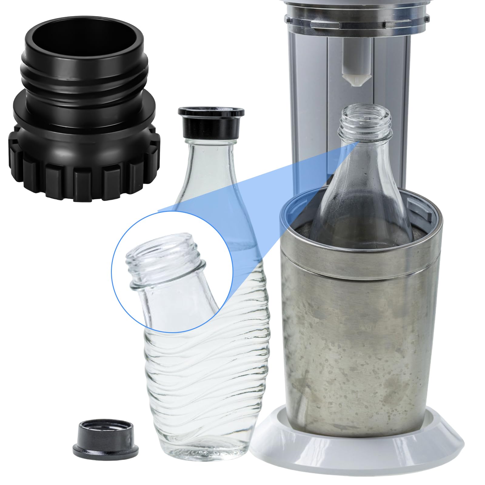 Adapter do butelek szklanych dla Crystal 0,7L Adapter do szklanych butelek Quick Connect dla Maker