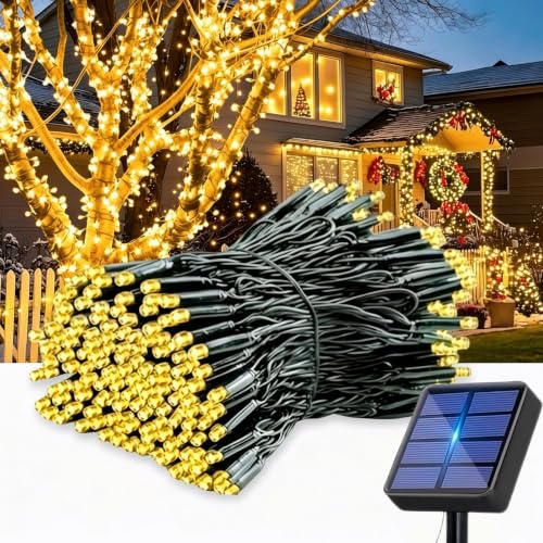 Solar String Lights Outdoor Waterproof, 72 FT 200 LED Solar Powered String Lights with 8 Lighting Modes, Warm White Solar Christmas Lights for Outside Garden Patio Tree Fence Party Wedding Decor