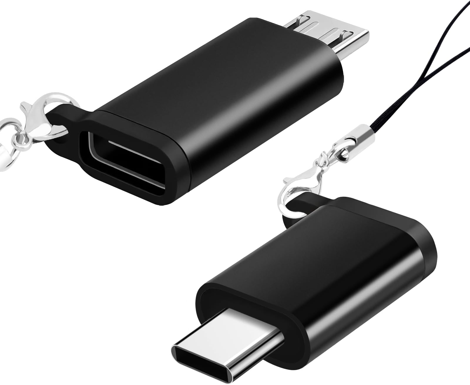 BORLTER CLAMP USB C/Micro to USB Micro/C Adapters (2 Pack), Type-C/Micro Male to Micro/C USB Female Adapter for Laptop, Samsung Galaxy, PC, Google and More