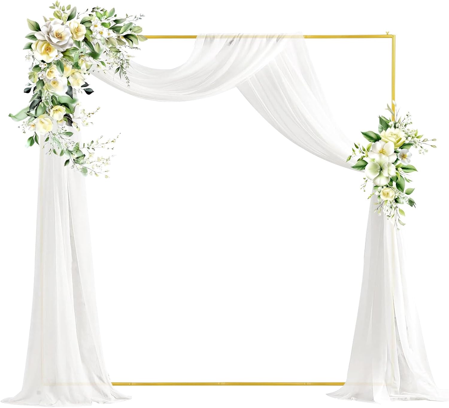 6.6 FT X 6.6 FT Wedding Arch Stand, Square Backdrop Stand, Square Arch for Ceremony Wedding Party Birthday Baby Shower Anniversary Arbor Balloon Decoration Bright Golden Color