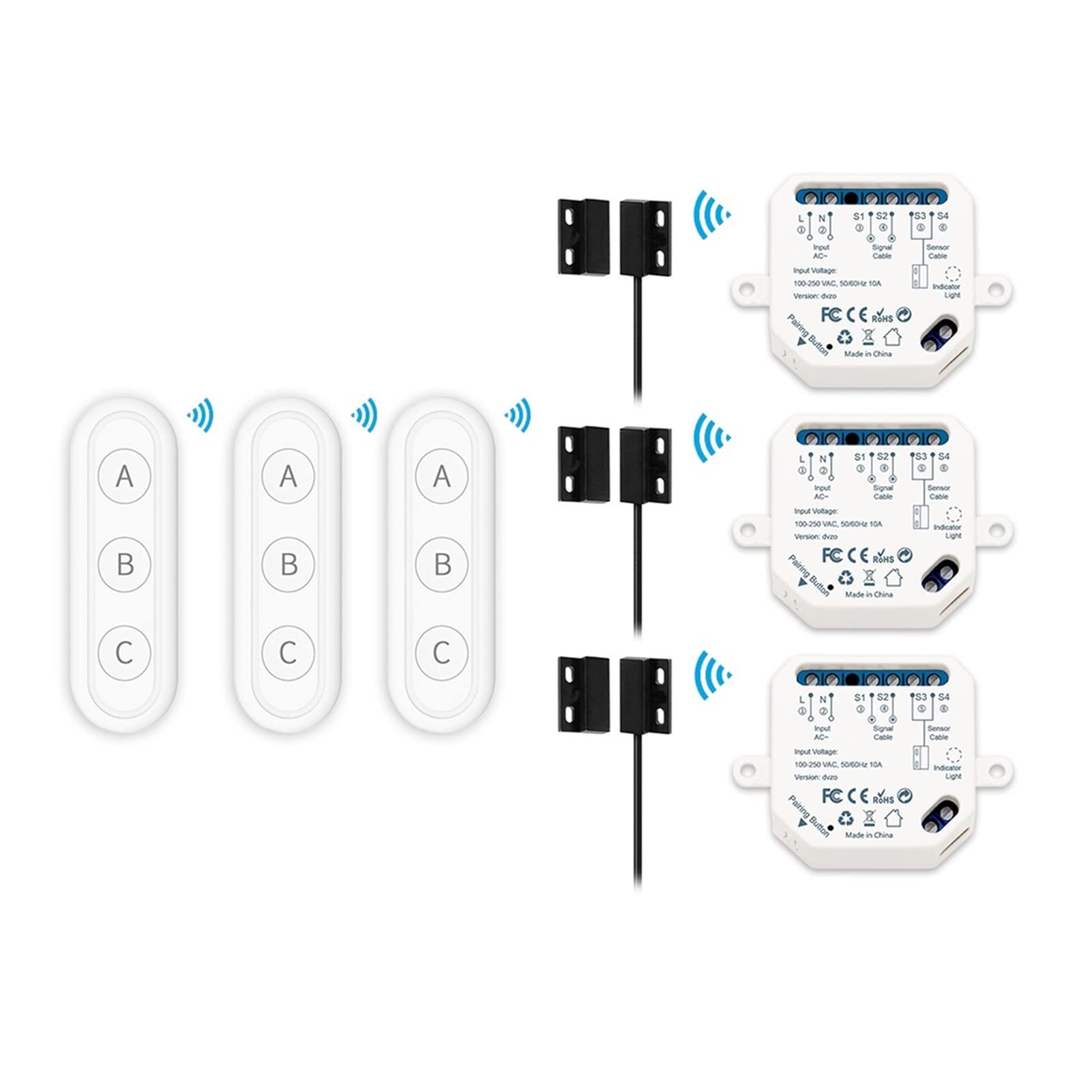 Tuya Smart Life - Abridor de puerta de garaje con WiFi y tres controles remotos RF de 3 botones y control de voz