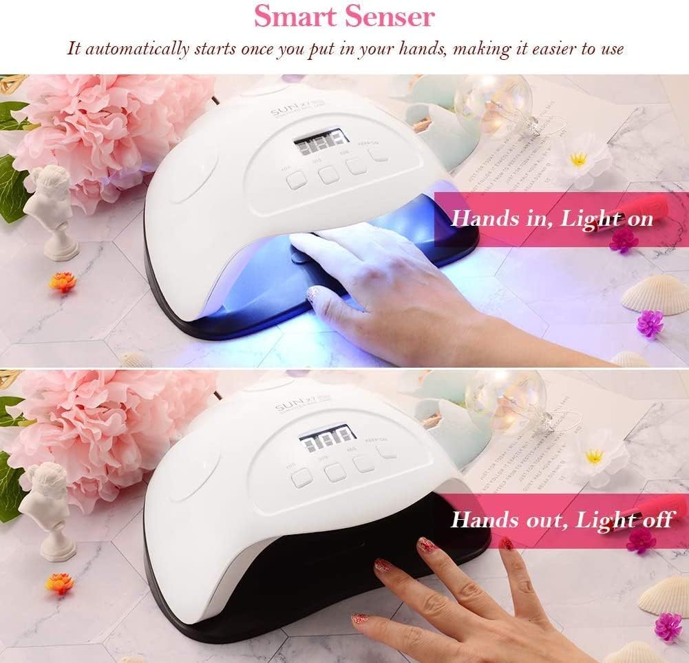 UV LED Gel Nail Lamp, 90W Nail Dryer LED Nail Light for Gel Polish-4 Timers Professional Upgraded Curing Lamp Nail Art Accessories, Dual Curing Gel Toe Nails,White