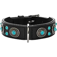 HUNTER Shark - Collare in vera pelle bovina nichelata, 60/47 x 54 cm