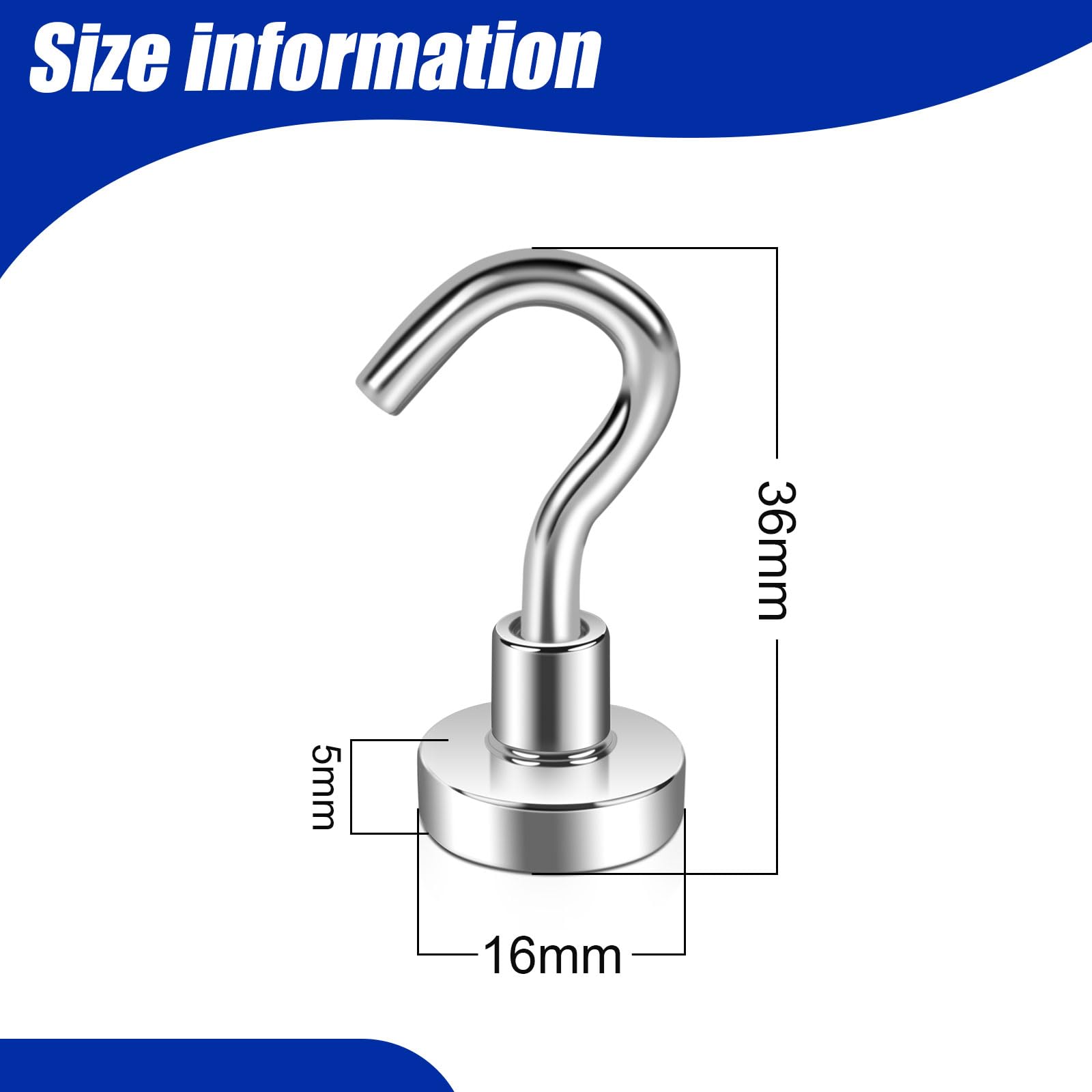 Paquete de 120 ganchos magnéticos, ganchos magnéticos de neodimio de 16 mm para cocina, garaje, parrilla, crucero, lugar de trabajo y oficina