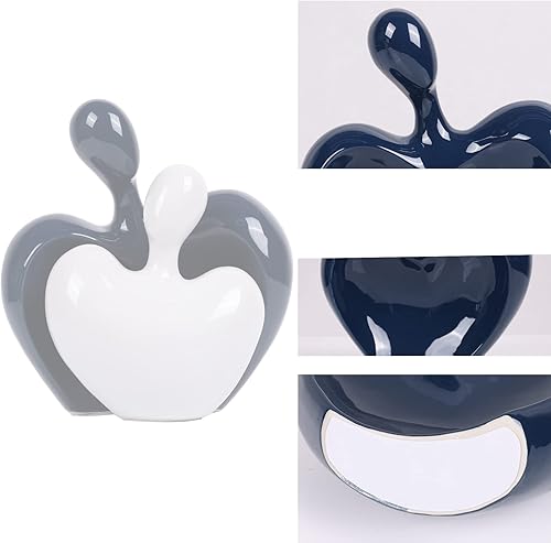 Vista 35 de Estatua de amor de cerámica, pareja masculina y femenina abrazando escultura, decoración del hogar en blanco y negro, boda para padres, figuras