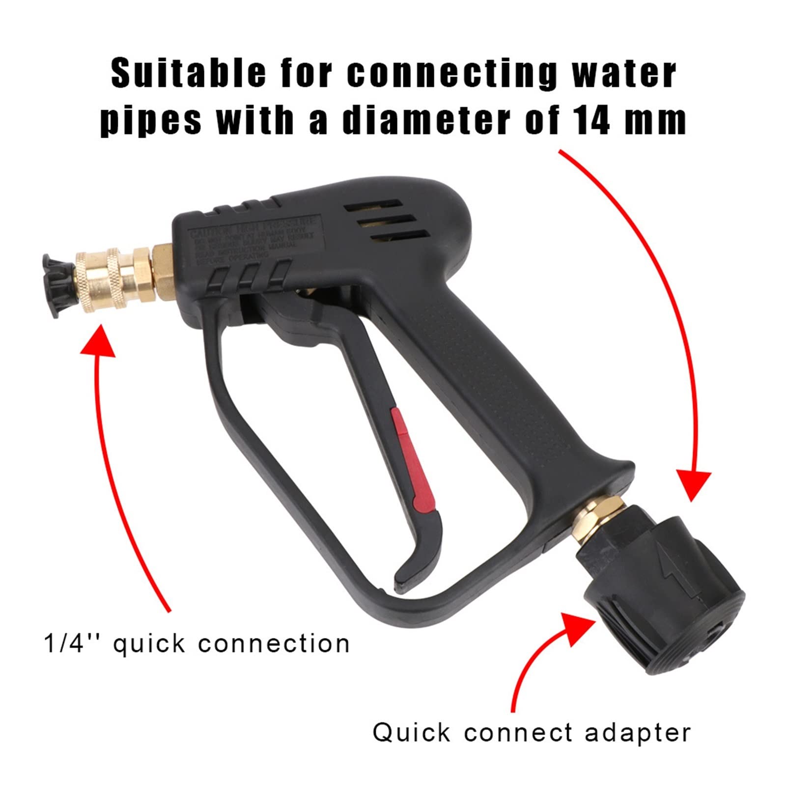 Pistola pulverizadora, For 4000PSI De Alta Presión For Limpieza Automóviles con 5 Juegos Boquillas Color Pistola Agua Conexión Rápida(Gun+Nozzle+Adapter)