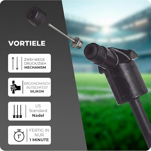 Active 100 Ballpumpe mit Nadel - Tragbare Sport Ballpumpe für Fußball, Basketball, Volleyball, Rugby & Mehr - Perfektes Fußballpumpen-Set für Trainer, Spieler & Sportbegeisterte - 3