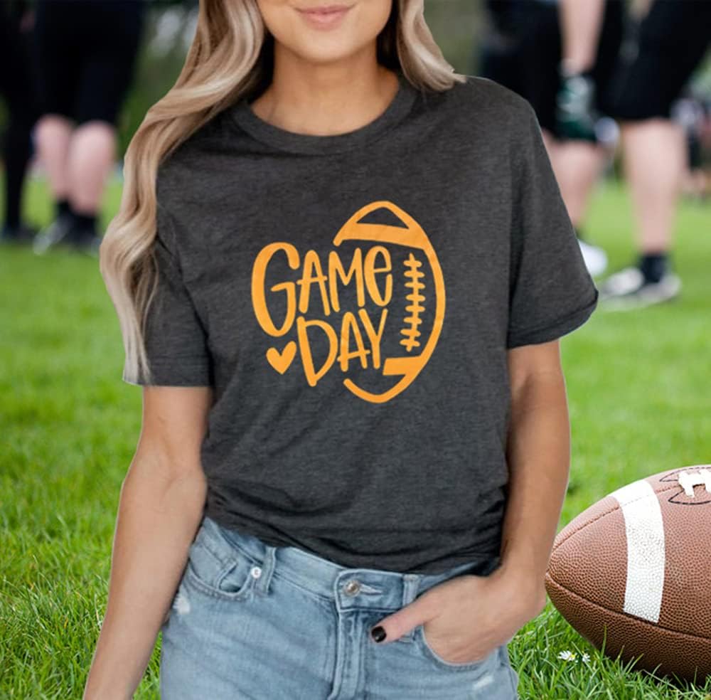 Game Day Football Shirt Women Football Season Tshirt Short Sleeve Sunday Graphic Tee Tops - Image 3