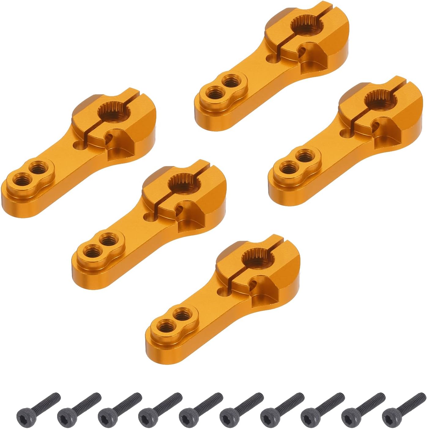 MECCANIXITY 5 Pcs Aluminum Servo Horn 25T Steering Arm 35mm Length Red Suitable for DIY RC Car/Boat/Airplanes Boat Model Accessories with 2 Pcs Screws